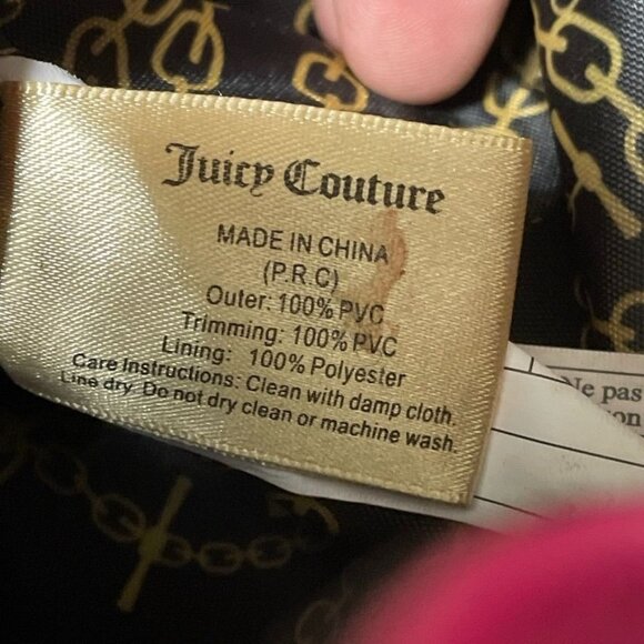 Y2K Juicy Couture Pink & Black Drawstring Tote Bag Gold Accents a1644 - Picture 5 of 9